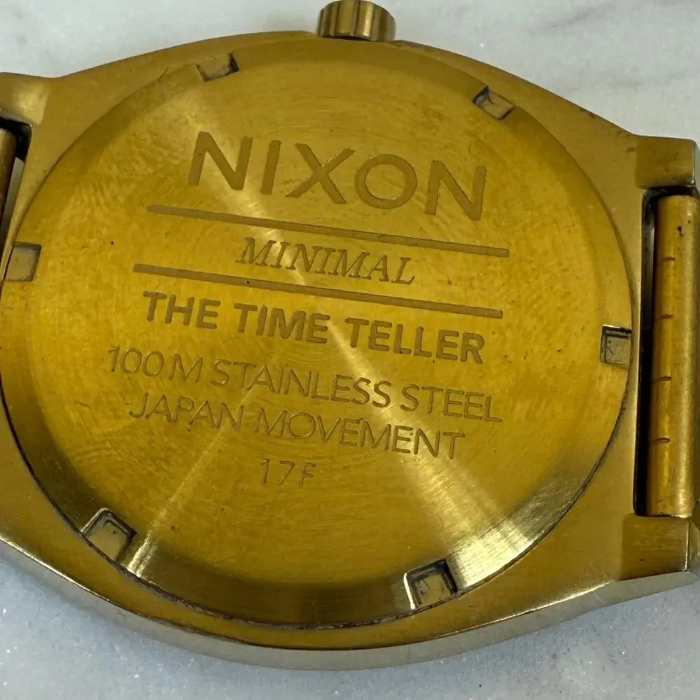 Nixon The Time Teller Gold 100M Mens Stainless Steel Watch